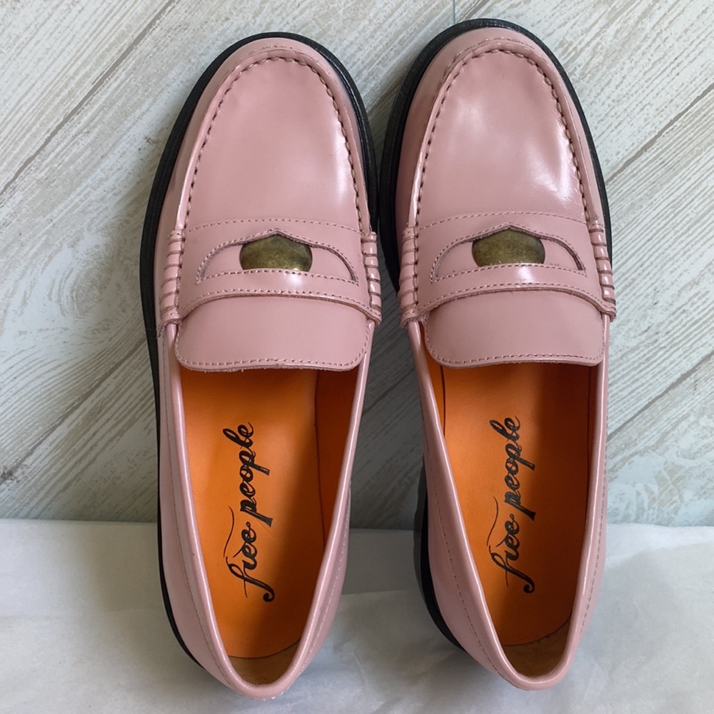NEW Free People Liv penny loafers pink shoes 37